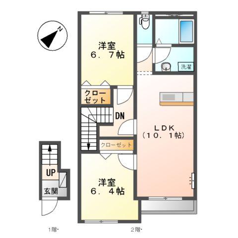 サンフォレスタⅠ(2LDK/2階)の間取り写真