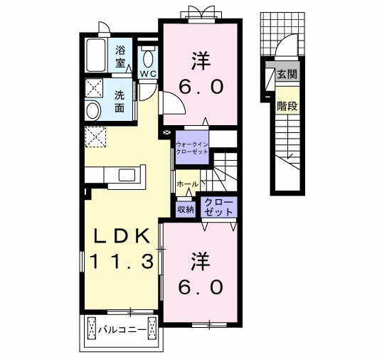 プレアデスⅡ(2LDK/2階)の間取り写真