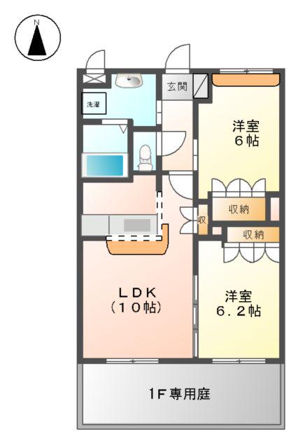 グラシアス(2LDK/1階)の間取り写真