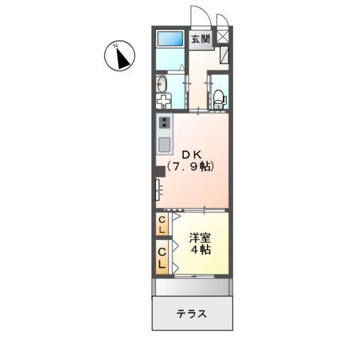 CIEL・BLEU-A(1DK/1階)の間取り写真