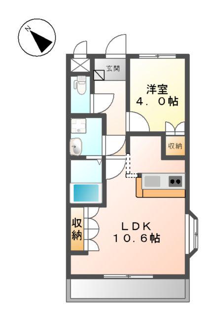 サンフィットレジデンス(1LDK/2階)の間取り写真