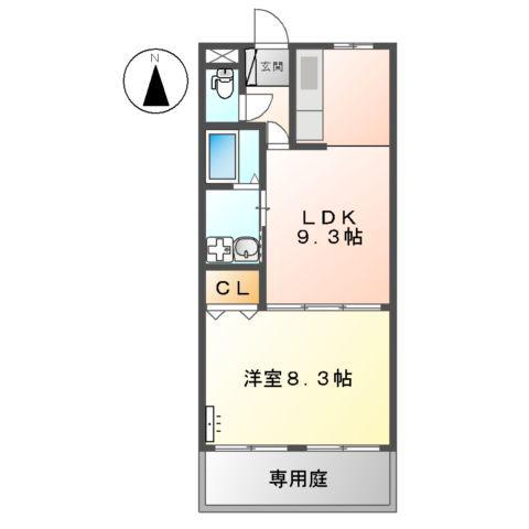 リバーサイド塚田(1LDK/1階)の間取り写真