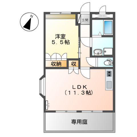 サニーヒルズ(1LDK/1階)の間取り写真