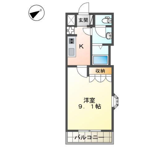 アムールハイツおおば(1K/2階)の間取り写真