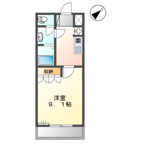 アムールハイツおおば(1K/1階)の間取り写真