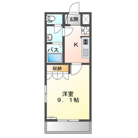 アムールハイツおおば(1K/2階)の間取り写真