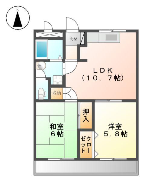 グローハイツⅠ(2LDK/1階)の間取り写真