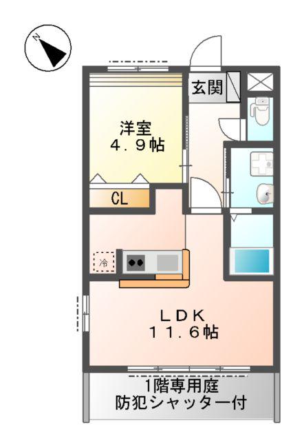 グランメゾンエヌ(1LDK/1階)の間取り写真