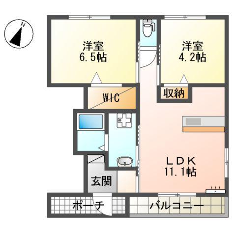 レガシーコート1(2LDK/1階)の間取り写真