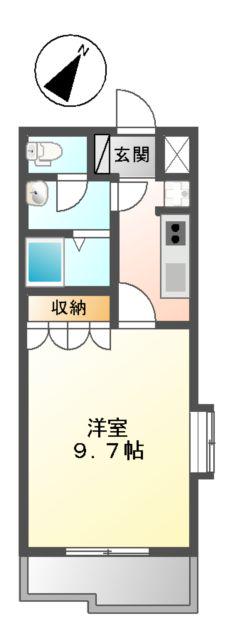 グローリアス行橋Ⅲ(1K/2階)の間取り写真