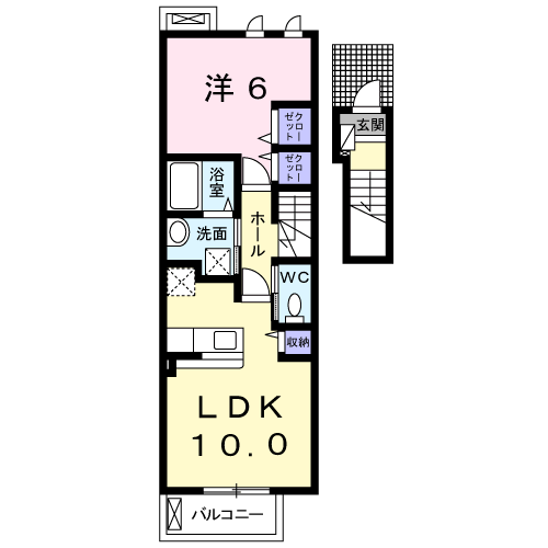 プランドール セゾン1(1LDK/2階)の間取り写真