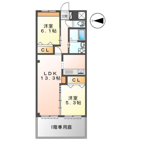 CONSOLATEUR(2LDK/1階)の間取り写真