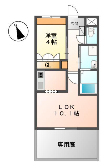 めぞん桜(1LDK/1階)の間取り写真
