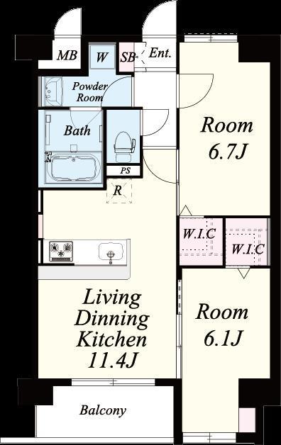 ネクステージ三萩野(2LDK/7階)の間取り写真