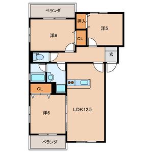 プレステージ大平(3LDK/3階)の間取り写真