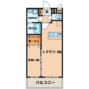 ヒルズ折尾(1LDK/2階)の間取り写真