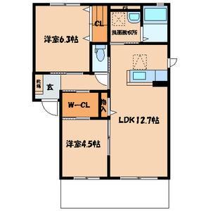 クラヴィエ赤坂A(2LDK/1階)の間取り写真