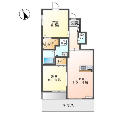 リベルテ(2LDK/1階)の間取り写真