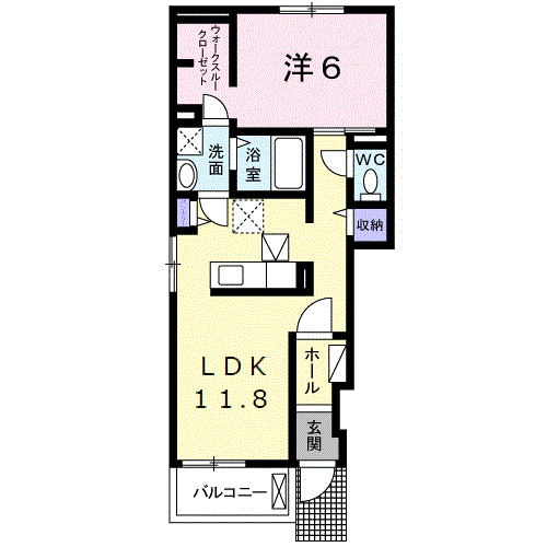 ブリーゼⅣ(1LDK/1階)の間取り写真