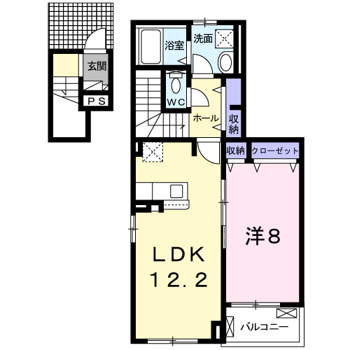 ヴィラルーチェA(1LDK/2階)の間取り写真