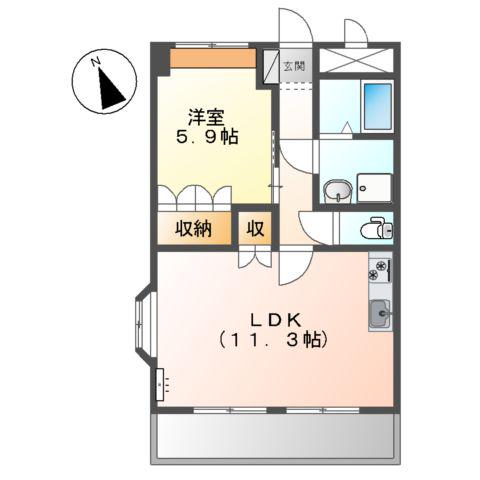 グランツ(1LDK/1階)の間取り写真