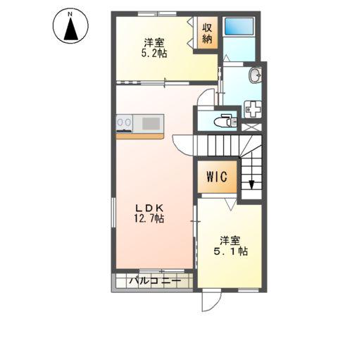 グリーンヒル本城(2LDK/2階)の間取り写真