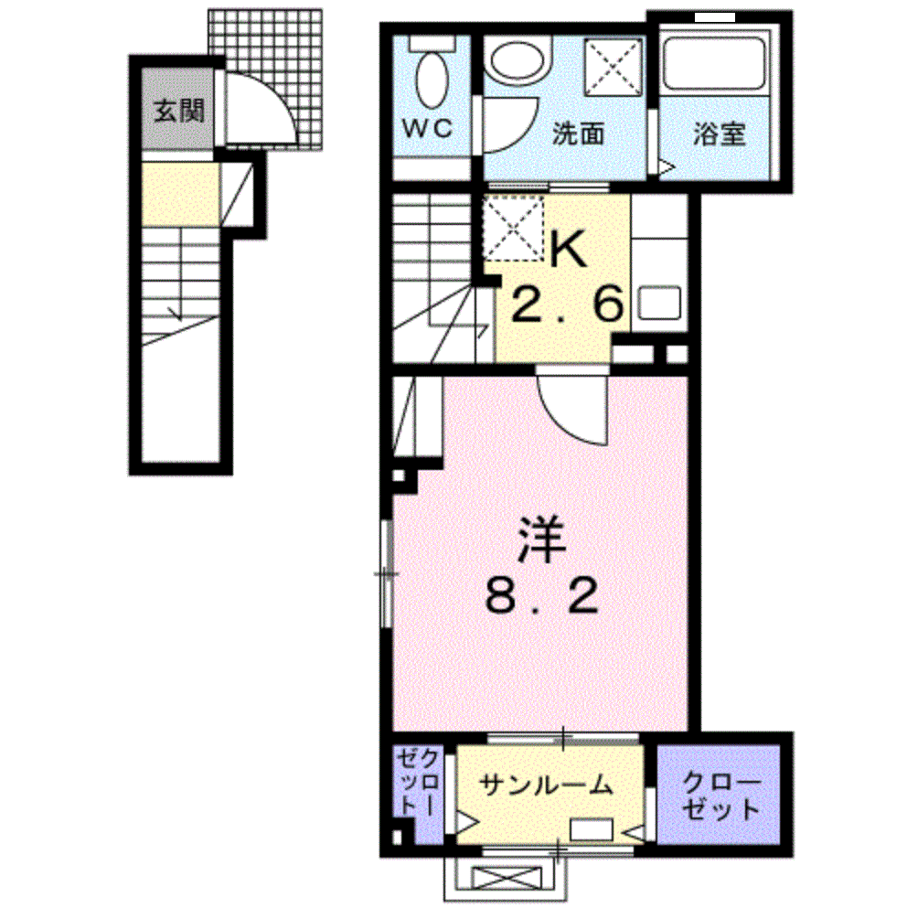 グリーンコート(1K/2階)の間取り写真
