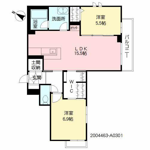 SEAGODDESS 緑ヶ丘(2LDK/3階)の間取り写真