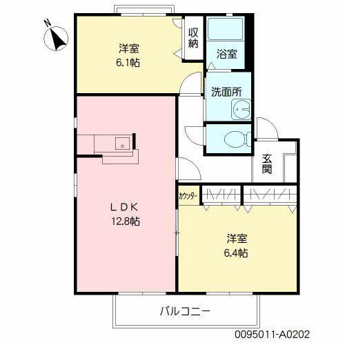 アヴェニール泉 A棟 ♯(2LDK/2階)の間取り写真