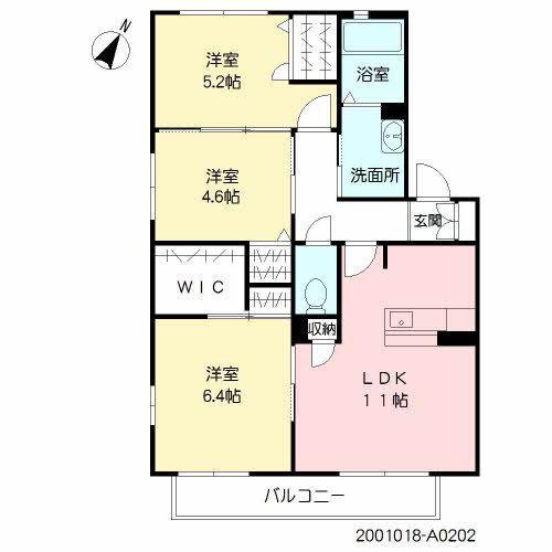 サンヴィレッジⅡA棟(3LDK/2階)の間取り写真