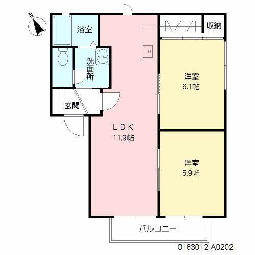 ディアス大原 (2LDK/2階)の間取り写真