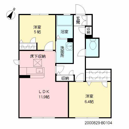 マインフェルト B棟(2LDK/1階)の間取り写真