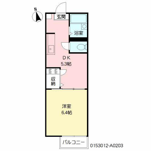 ディアス穴生(1DK/2階)の間取り写真