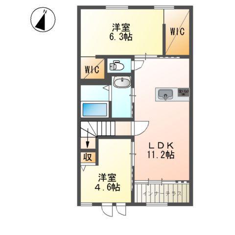 グレイスハイツ太閤(2LDK/2階)の間取り写真