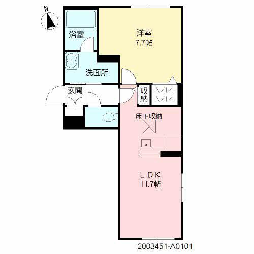 CASA HOTEI(1LDK/1階)の間取り写真