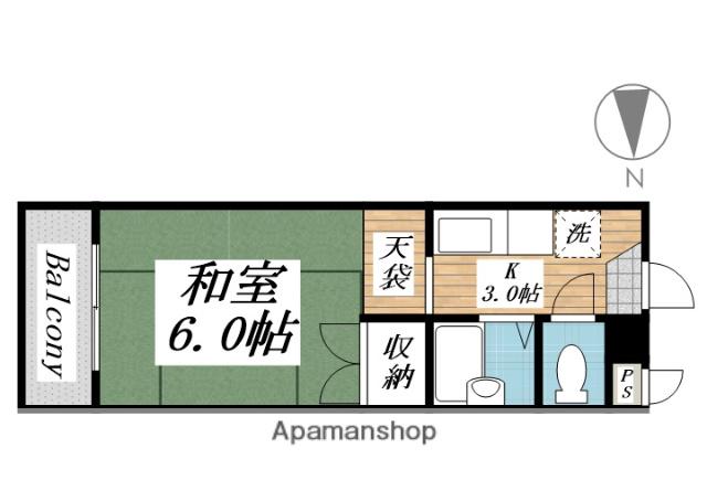 PLイースト桃園公園(1K/1階)の間取り写真