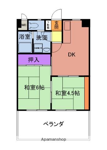プレアール金田(2DK/5階)の間取り写真