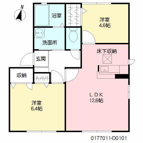 スペリオールD棟(2LDK/1階)の間取り写真