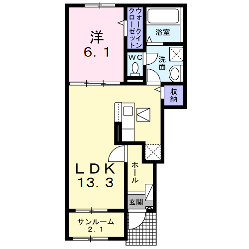 バランタインⅡ(1LDK/1階)の間取り写真