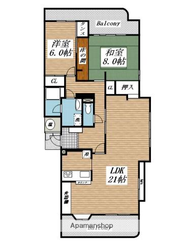 メゾンモンブラン富野台・壱番館C棟(2LDK/5階)の間取り写真