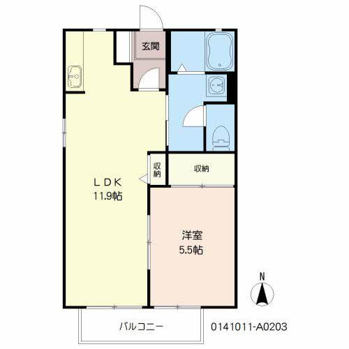 ベルセゾン(1LDK/2階)の間取り写真