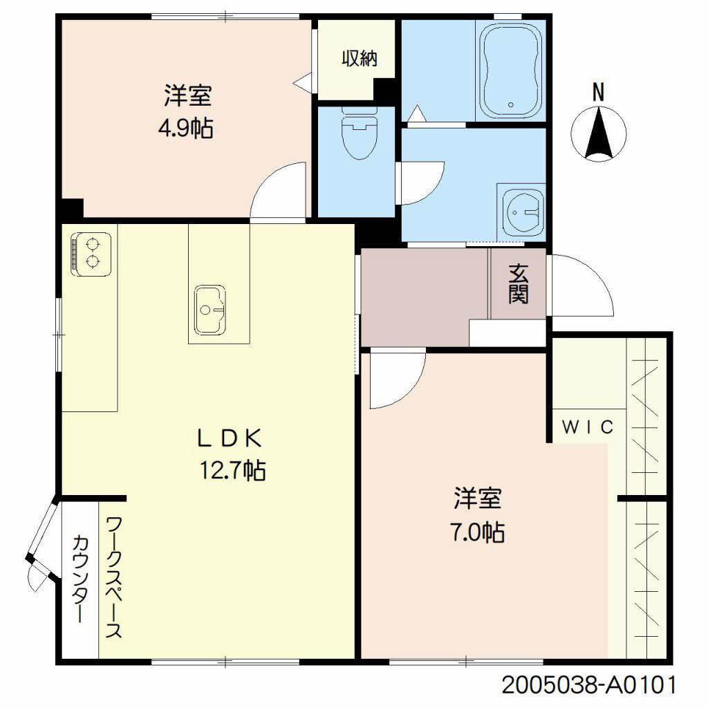 エスポワールホリⅡ(2LDK/1階)の間取り写真