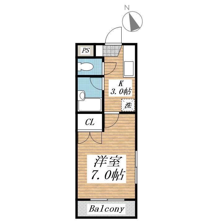 シャトレ新高Ⅰ(1K/3階)の間取り写真