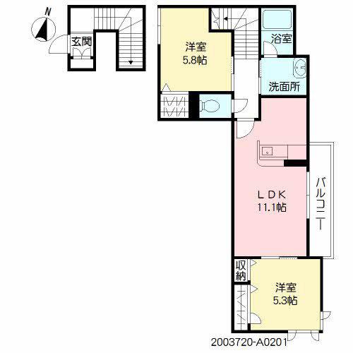 シャーメゾン南丘(2LDK/2階)の間取り写真