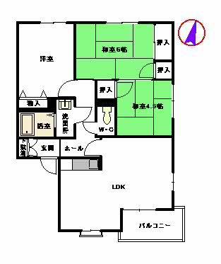 コモンシティ志井ⅡF棟(3LDK/1階)の間取り写真