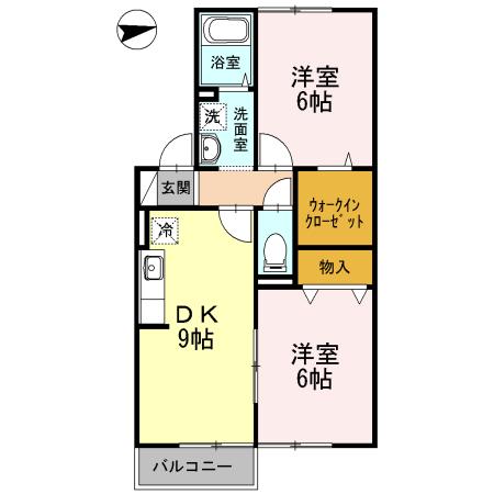 グリーンヒルズ宮前(2DK/2階)の間取り写真