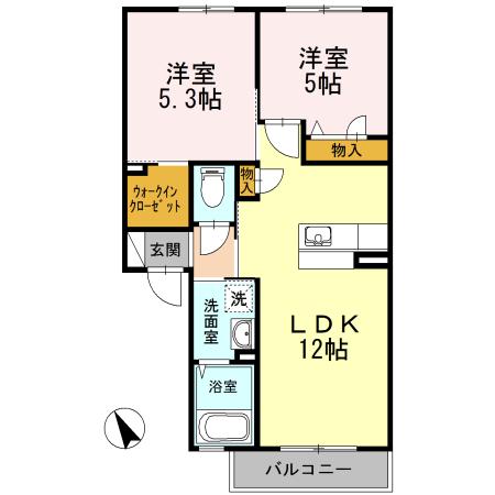 アールエムハイツⅣ(2LDK/2階)の間取り写真