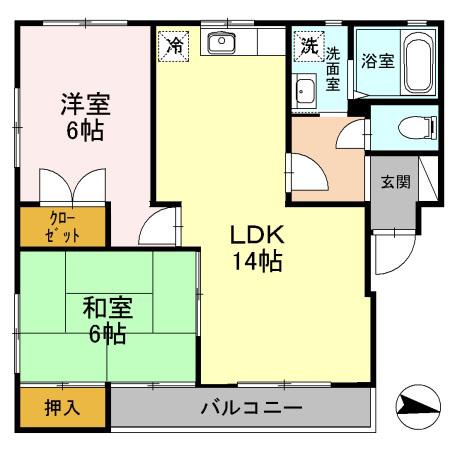 KAKU BLD(2LDK/3階)の間取り写真