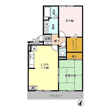 セレブレイト北の浦(2LDK/2階)の間取り写真