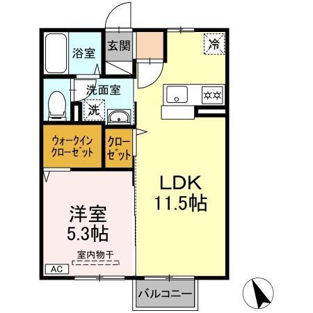 シルエラ(1LDK/2階)の間取り写真